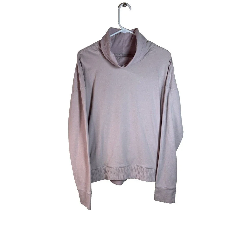 Lululemon Stress Less Women's Pullover Funnel Neck Size 10 Porcelain Pink